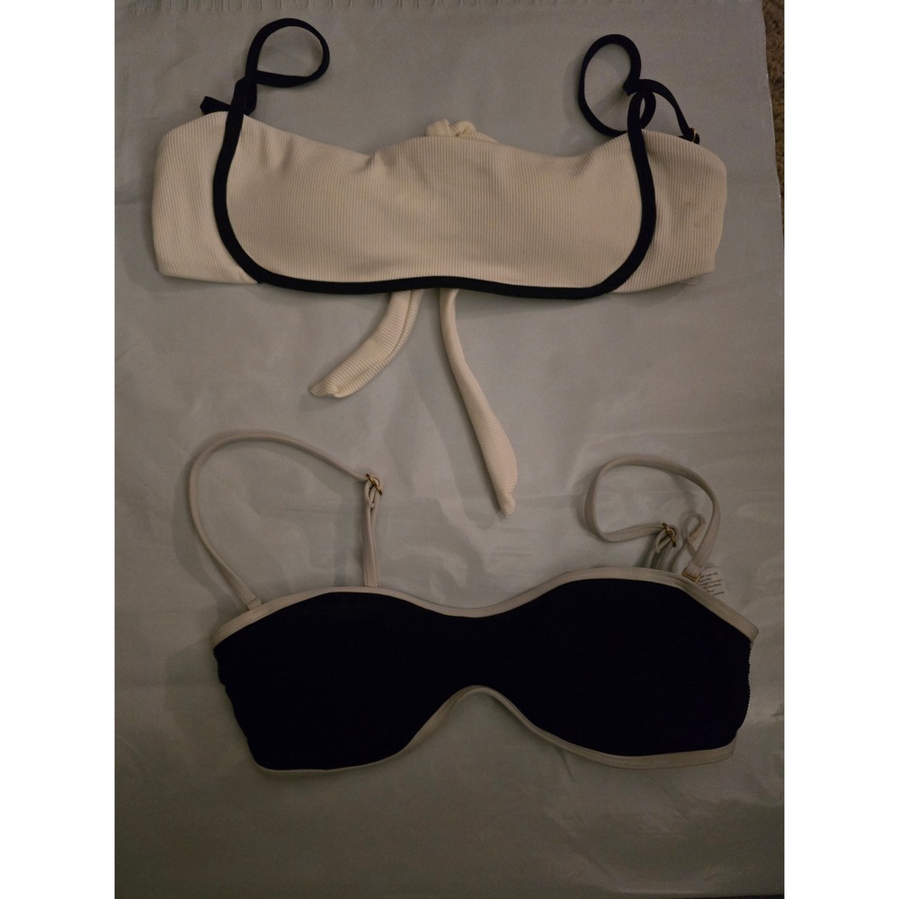 L*Space Bikini Top Bundle Black and White Ribbed Bandeau Small Set of 2
